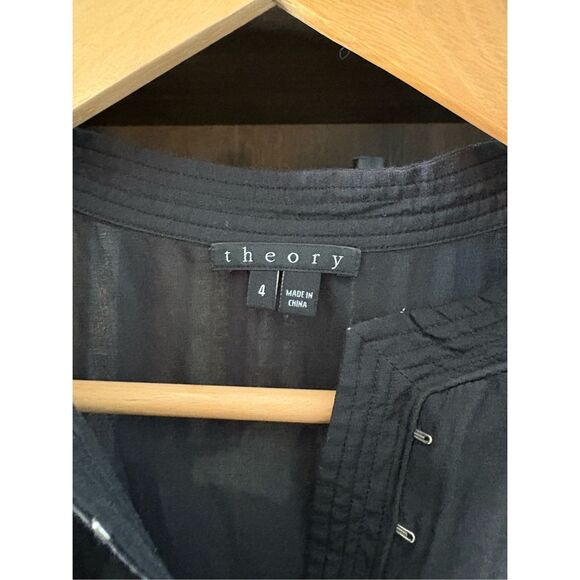 Theory Black Silk Blend Clasp Front Midi Dress Size 4 - Picture 5 of 5